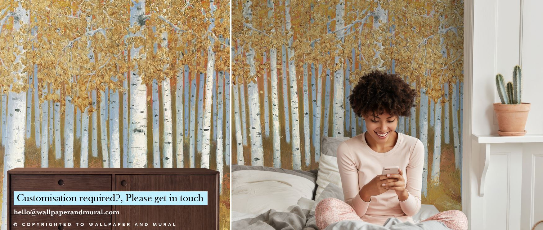In Bright Forest I Wallpaper, detailed foliage creates depth and harmony, filling interiors with balance. The design reflects organic energy, surrounding a living room, bedroom, or office with calm artistry that enriches spaces through refined natural cha