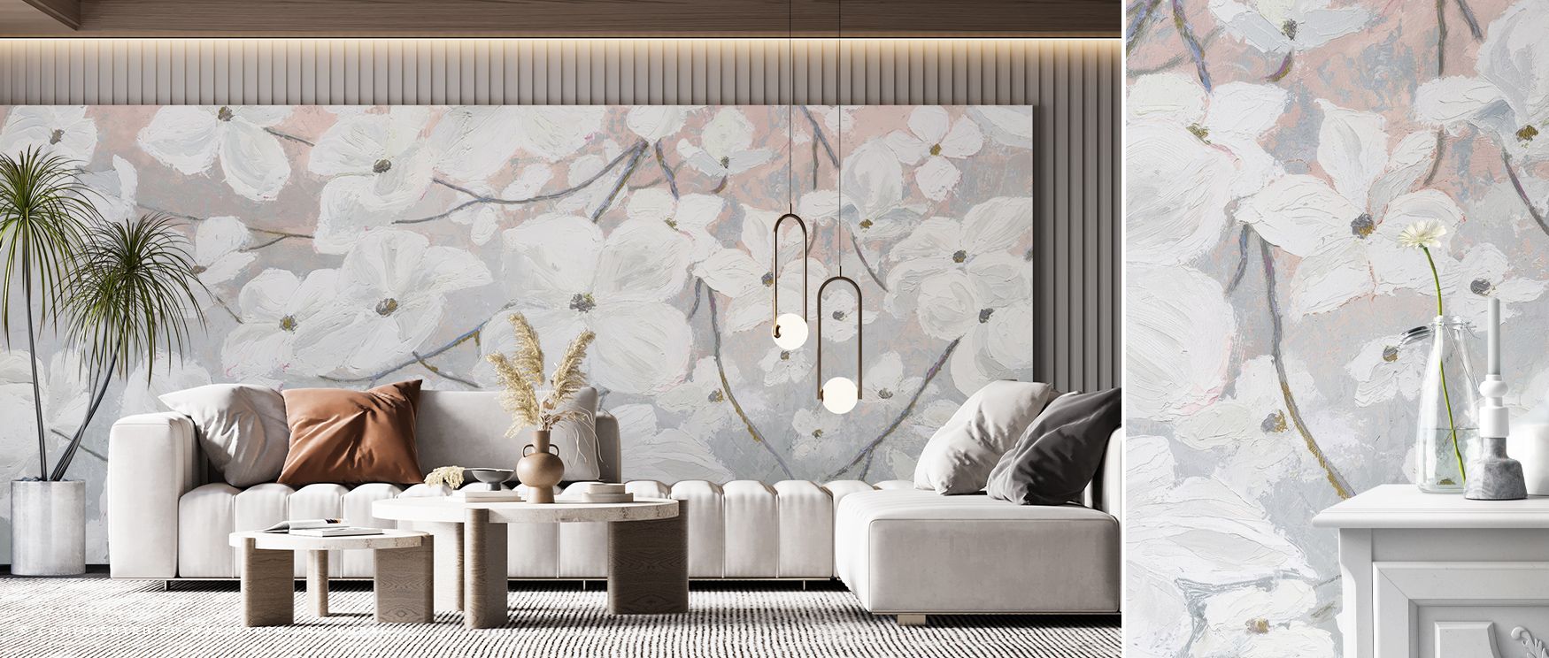Through soft tones and flowing design, Bringing in Blossoms Blush Wallpaper creates atmosphere filled with calm refinement. It surrounds a living room, bedroom, or office with serenity, turning interiors into cultural showcases of delicate artistry and ti