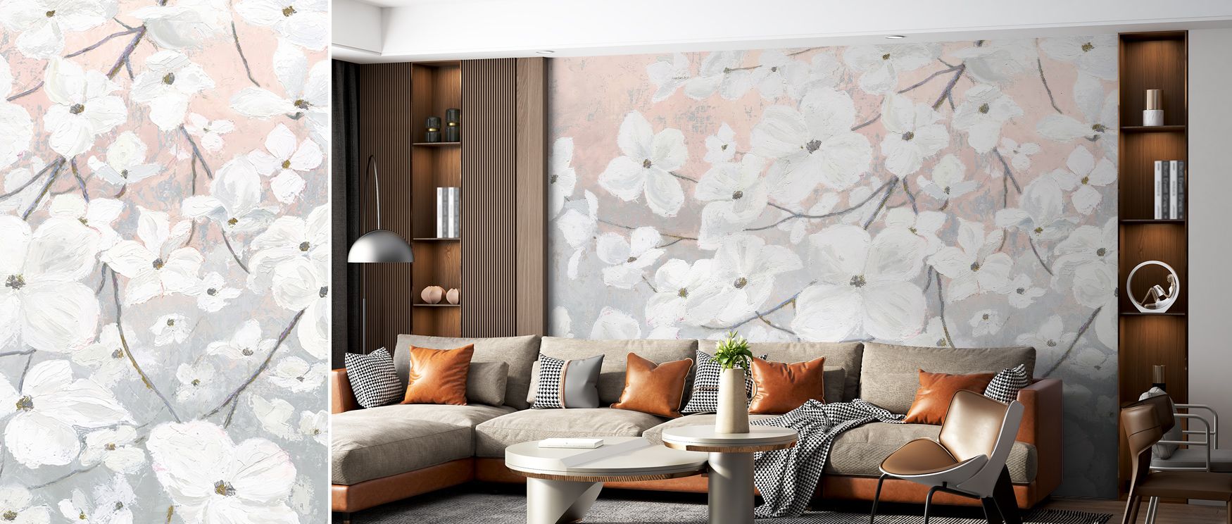 Bringing in Blossoms Blush Wallpaper resonates with serenity through rhythmic floral composition, surrounding interiors with elegance and balance. The design enriches a living room, bedroom, or office with refinement, offering timeless sophistication root