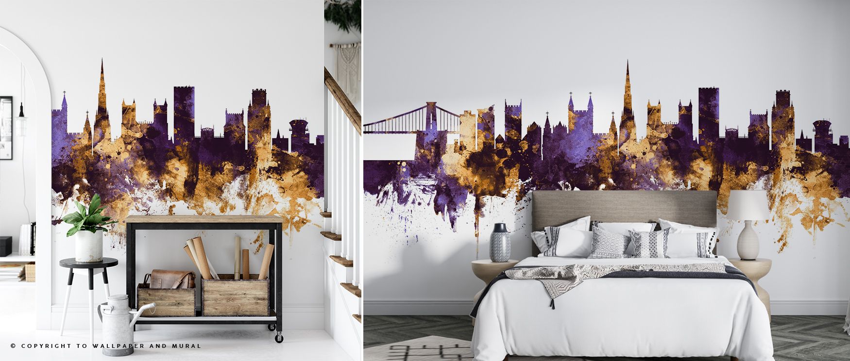 Through balance of tones and silhouettes, Bristol England Skyline Purple & Gold Wallpaper radiates artistry. It surrounds a living room, bedroom, or office with refinement, transforming walls into cultural showcases filled with elegance and heritage. 