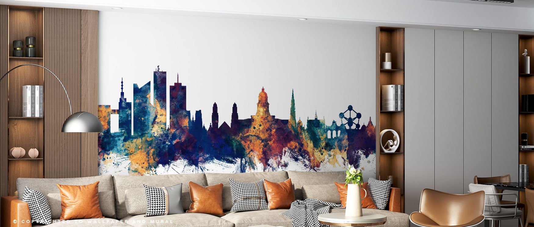 Through refined contrasts, Brussels Belgium Skyline Blue & Bronze Wallpaper highlights the elegance of the cityscape. The tones create depth, surrounding a living room, bedroom, or office with atmosphere of cultural resonance. It transforms walls into tim