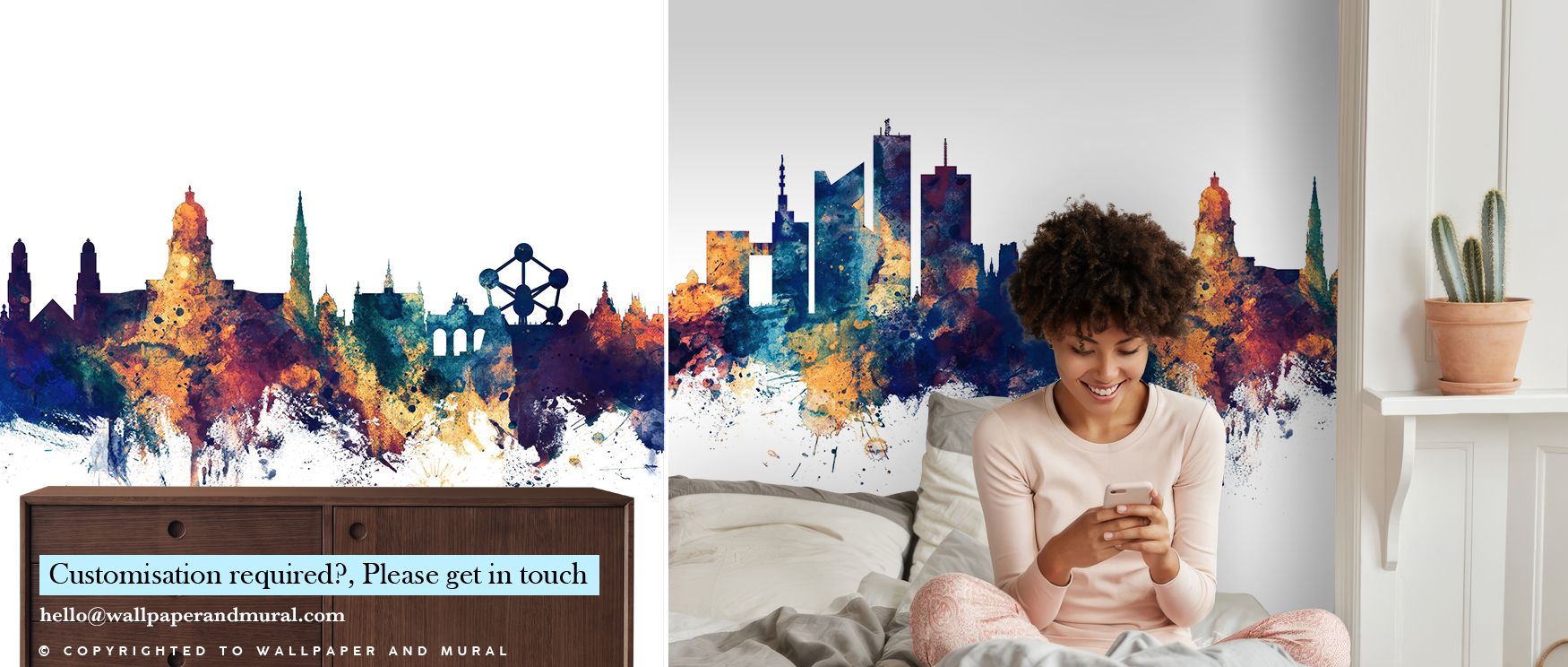 Brussels Belgium Skyline Blue & Bronze Wallpaper blends elegance with rhythm, surrounding interiors with luminous tones. The design enriches a living room, bedroom, or office with refinement, offering walls atmosphere of artistry and sophistication while 