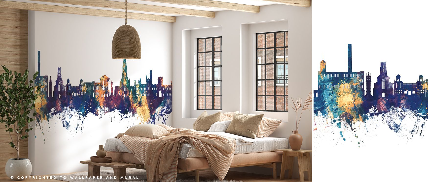 Bury England Skyline Blue & Bronze Wallpaper reflects heritage through luminous contrasts, creating rhythm across walls. The design enriches a living room, bedroom, or office with atmosphere of refinement, artistry, and sophistication while celebrating cu
