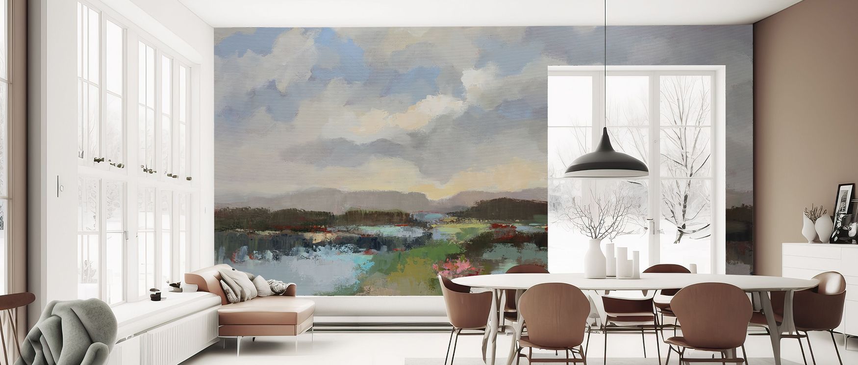 By the Lake Wallpaper radiates peace where gentle reflections add depth, surrounding interiors with serenity. It enriches a living room, bedroom, or office with cultural resonance, artistry, and refinement, making walls immersive landscapes of calm and el