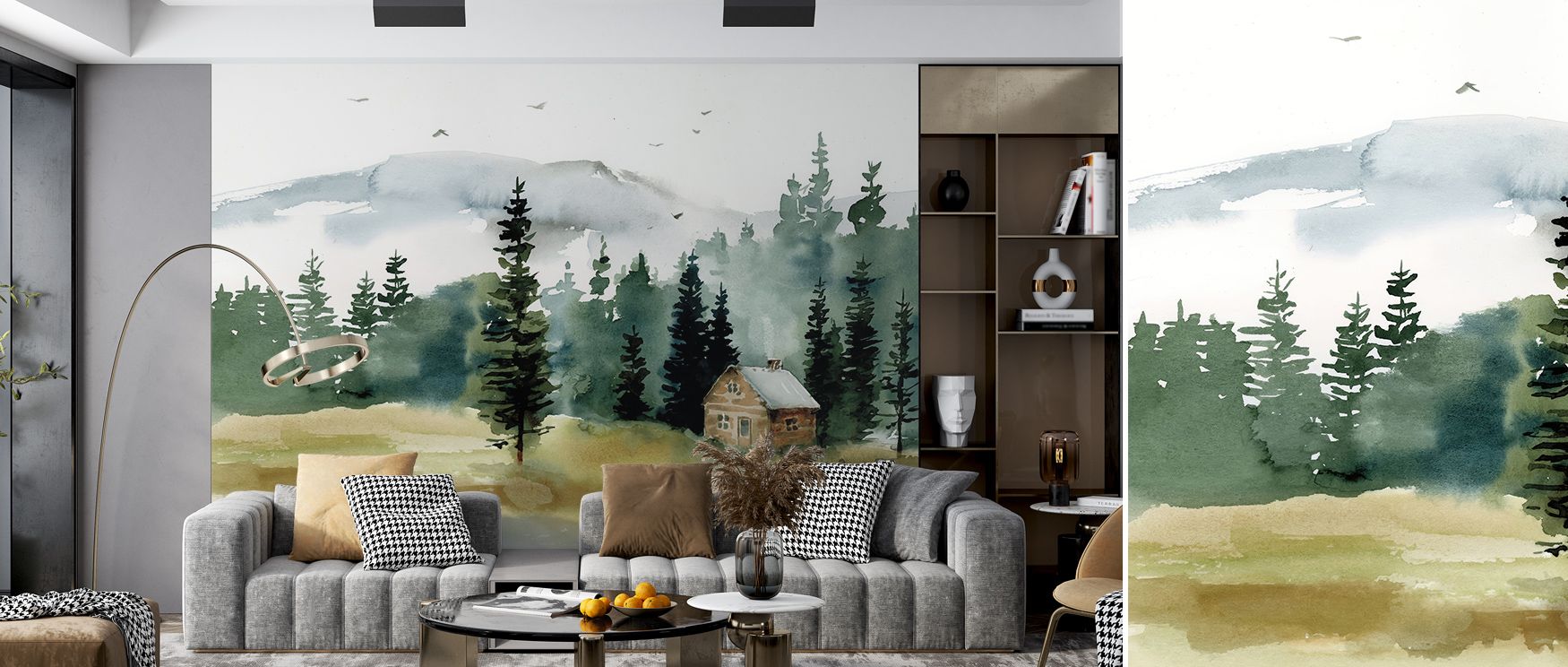 In Cabin in the Woods Wallpaper, rustic tones and forest detail flow in harmony, surrounding interiors with serenity. The design enriches a living room, bedroom, or office with refinement and artistry, offering cultural resonance through woodland traditio