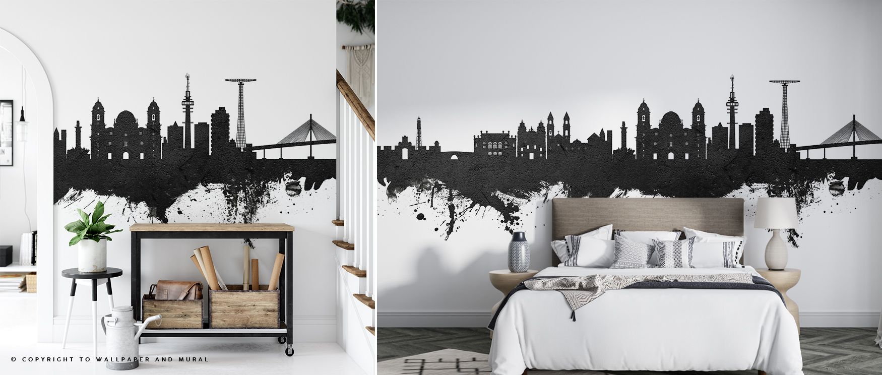 Cairo Egypt Skyline Black & White Wallpaper portrays urban heritage in timeless contrasts, surrounding interiors with rhythm and sophistication. It enriches a living room, bedroom, or office with artistry and refinement, offering cultural resonance throug