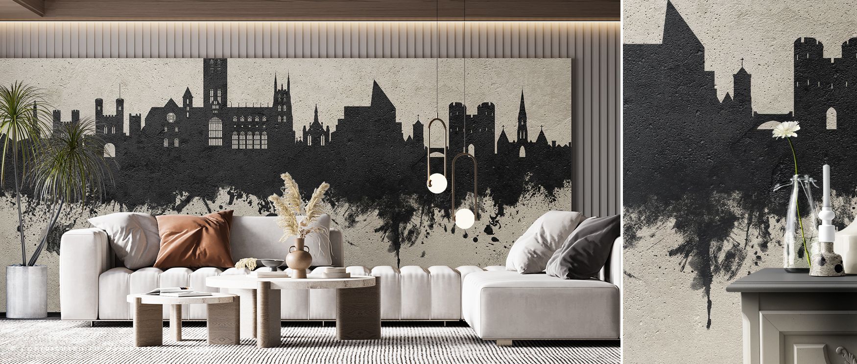 Canterbury England Skyline Concrete Wallpaper embodies refinement where muted textures highlight strength. The design enriches a living room, bedroom, or office with artistry, resonance, and cultural depth, surrounding interiors with modern elegance. 