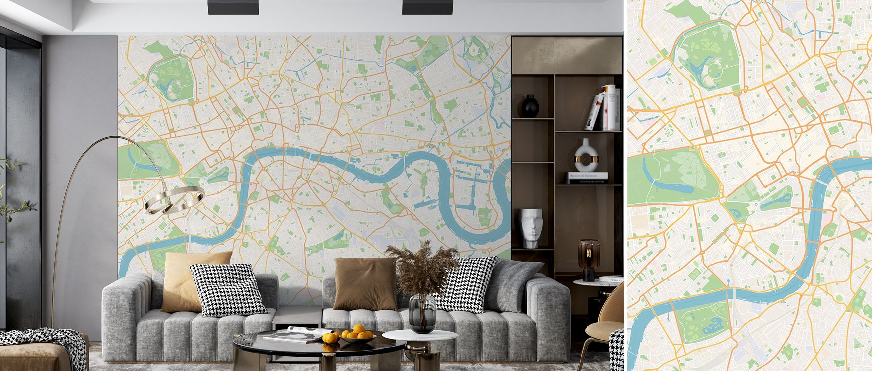 In Central London Color Wallpaper, bold tones create balance and clarity, surrounding interiors with atmosphere of energy. The design enriches a living room, bedroom, or office with resonance, artistry, and refinement, offering cultural charm. 