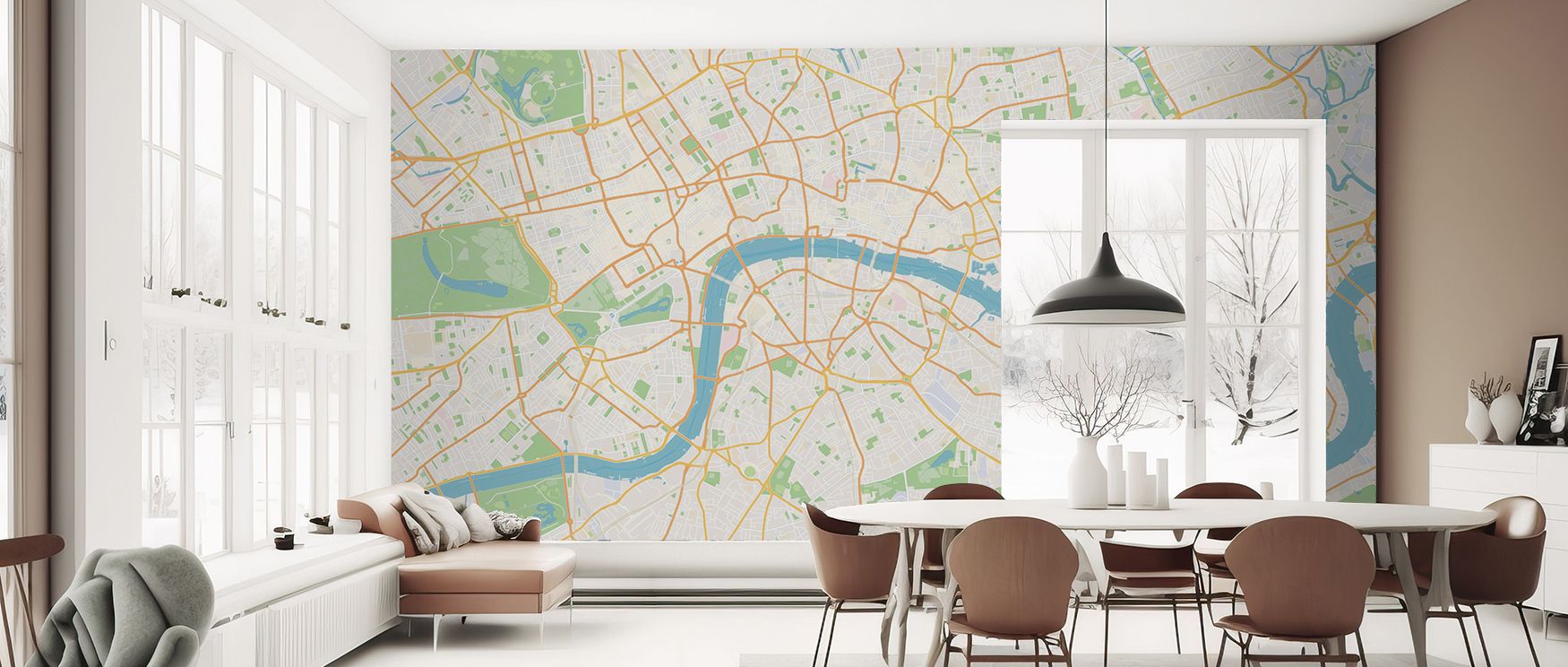Central London Color Wallpaper radiates vibrancy where hues convey rhythm and depth across walls. The design enriches a living room, bedroom, or office with refinement, artistry, and resonance, surrounding interiors with sophistication. 