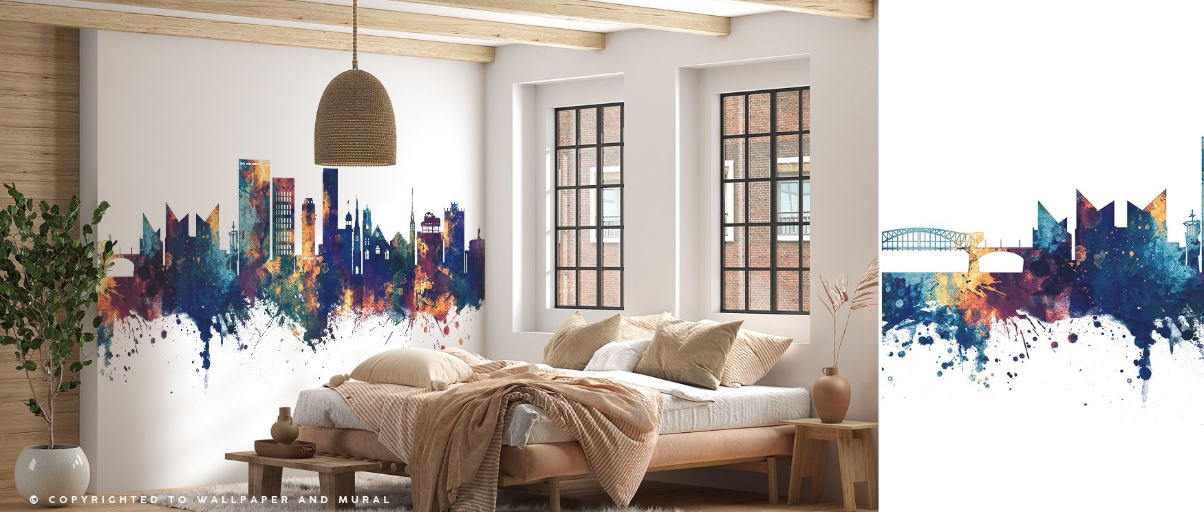 Chattanooga Tennessee Skyline Blue & Bronze Wallpaper reflects elegance where tones add resonance and depth. This design enriches a living room, bedroom, or office with atmosphere of refinement, artistry, and cultural pride, surrounding interiors with tim