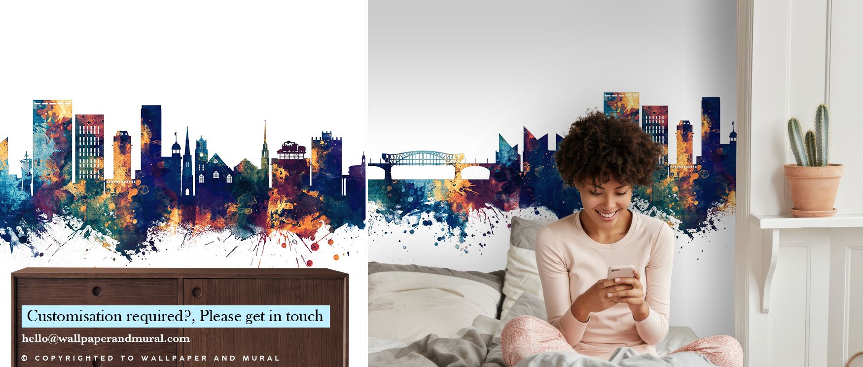 Chattanooga Tennessee Skyline Blue & Bronze Wallpaper radiates cultural pride in glowing tones, surrounding interiors with resonance. It enriches a living room, bedroom, or office with refinement, artistry, and sophistication, offering timeless elegance. 