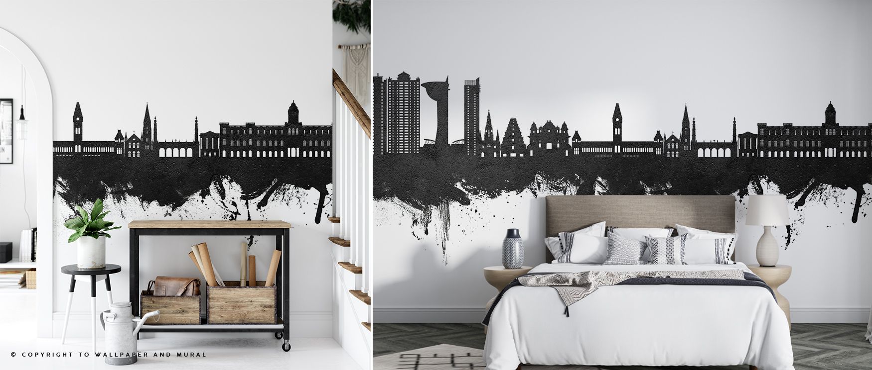 Chennai Skyline India Black & White Wallpaper reflects refinement where contrasts convey rhythm across walls. The design enriches a living room, bedroom, or office with resonance, artistry, and timeless sophistication, surrounding interiors with heritage.
