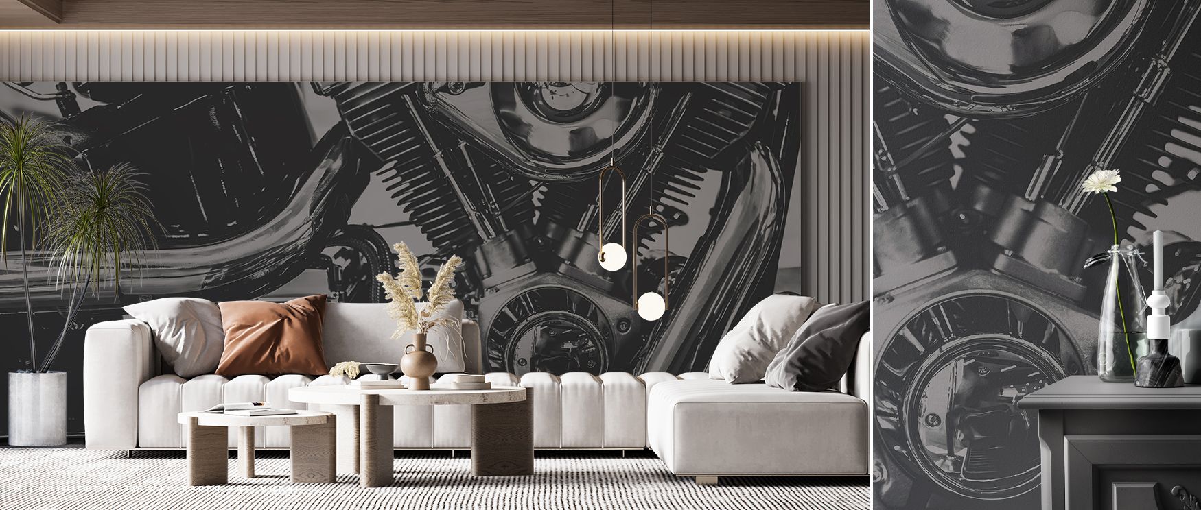 Through clarity and tonal balance, Chopper Wallpaper conveys resonance rooted in energy. The design enriches a living room, bedroom, or office with refinement, artistry, and timeless presence, surrounding interiors with bold pride. 