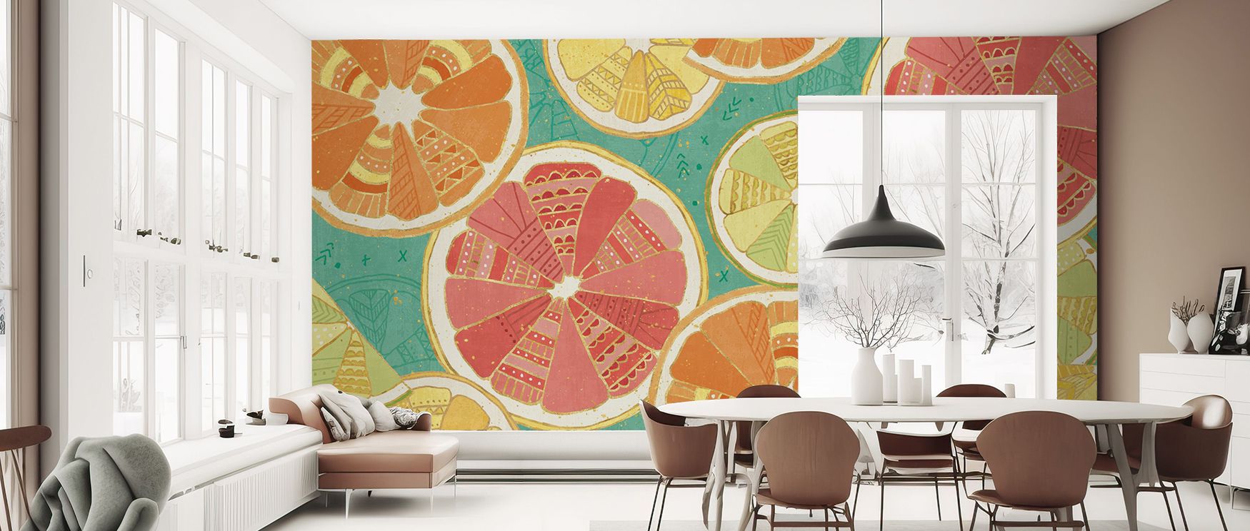 Citrus Splash XI Wallpaper embodies bold refinement where tones define atmosphere with clarity. The design enriches a living room, bedroom, or office with resonance, artistry, and sophistication, surrounding interiors with charm. 