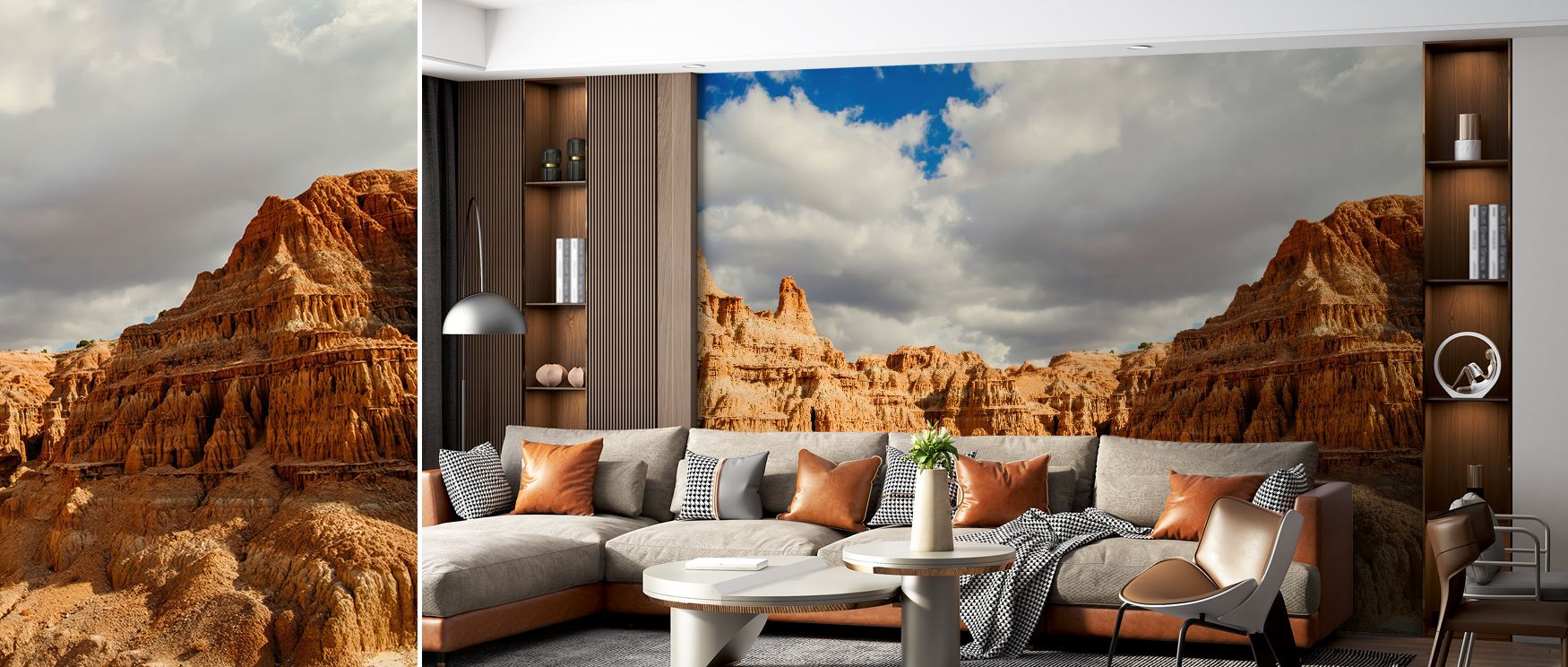 Cloudy Trails Wallpaper radiates mystery where tones shift to create depth. The design enriches a living room, bedroom, or office with resonance, artistry, and refinement, surrounding interiors with enigmatic sophistication. 