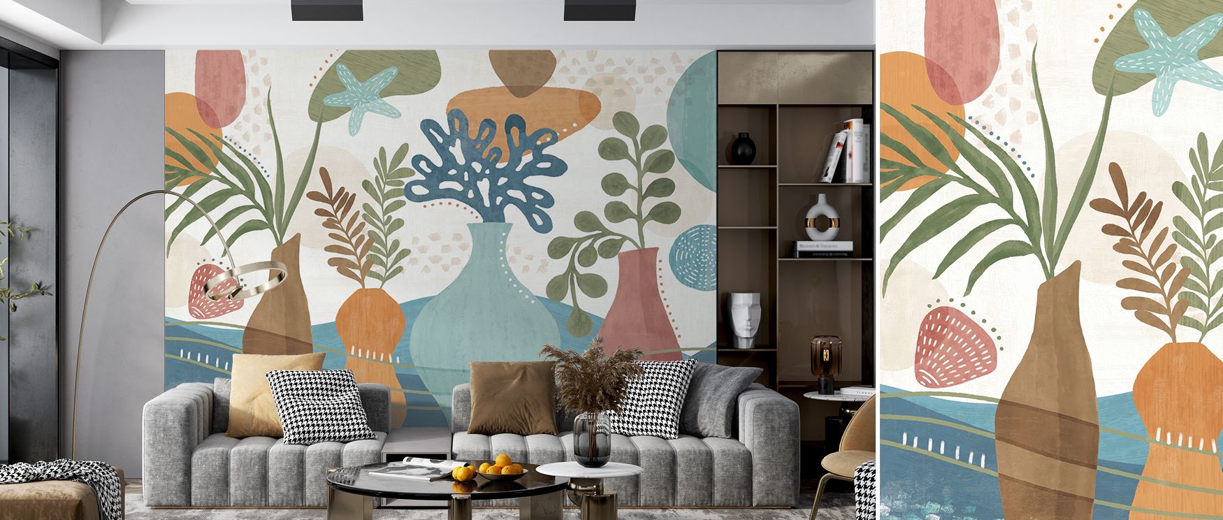 In Coastal Flowers Wallpaper, vibrant tones capture blossoms with precision, surrounding interiors with resonance. The design enriches a living room, bedroom, or office with refinement, artistry, and natural charm. 
