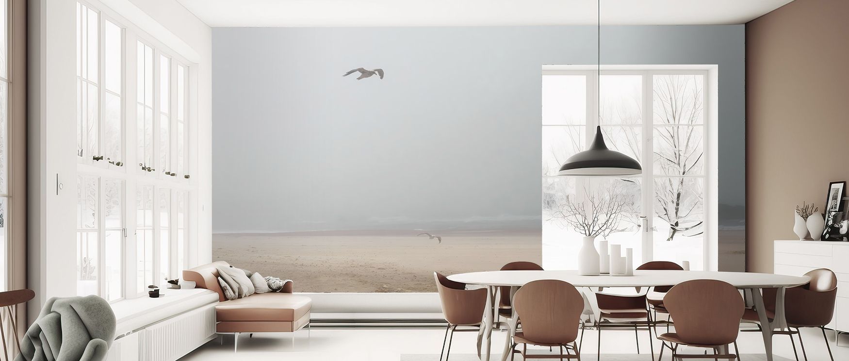 Cold Beach Wallpaper embodies refinement where minimal tones define shoreline resonance. The design enriches a living room, bedroom, or office with artistry, refinement, and serenity, surrounding interiors with timeless calm. 