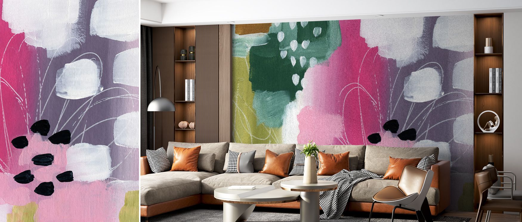 In Color Burst I Wallpaper, shapes glow with clarity in radiant hues. The design enriches a living room, bedroom, or office with resonance, artistry, and refinement, surrounding interiors with bold presence. 
