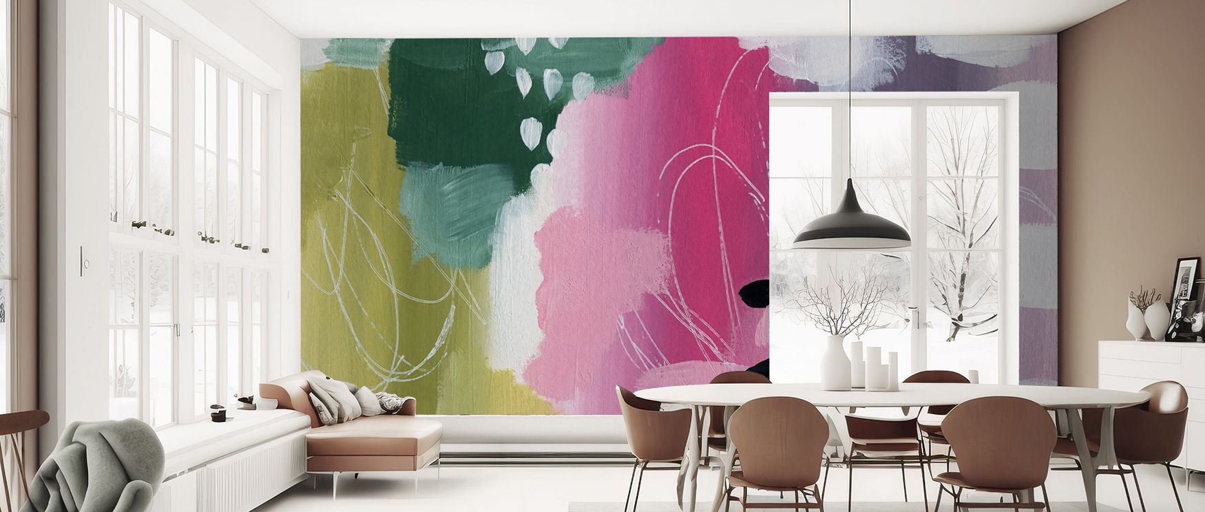 Color Burst I Wallpaper portrays artistic resonance where tones convey rhythm across walls. The design enriches a living room, bedroom, or office with refinement, artistry, and sophistication, surrounding interiors with vibrancy. 