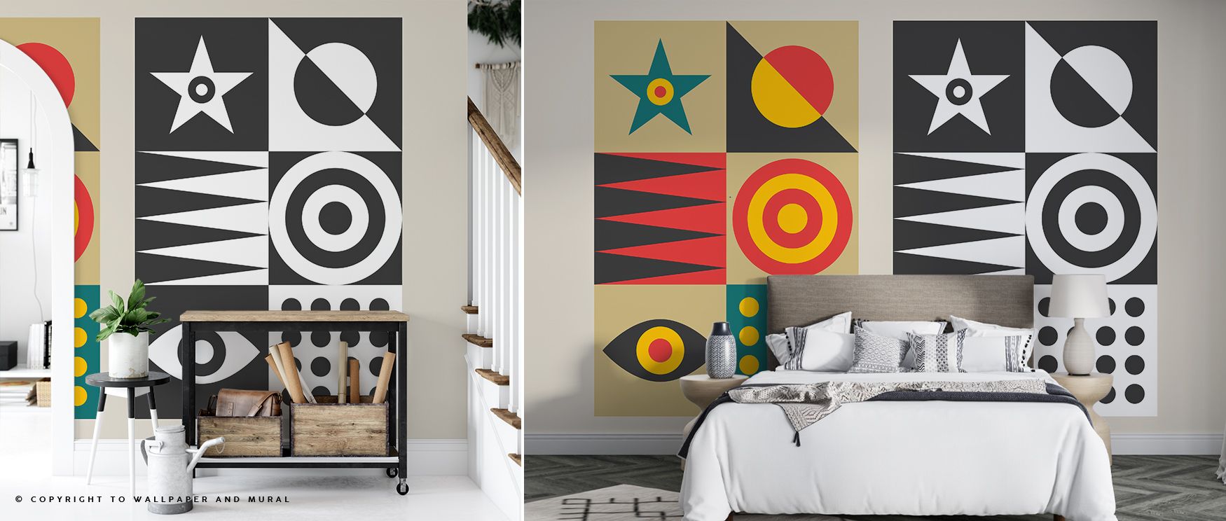 Colored Black Wallpaper reflects bold artistry where dark tones contrast with vibrant hues. This design enriches a living room, bedroom, or office with resonance, artistry, and refinement, surrounding interiors with sophistication. 