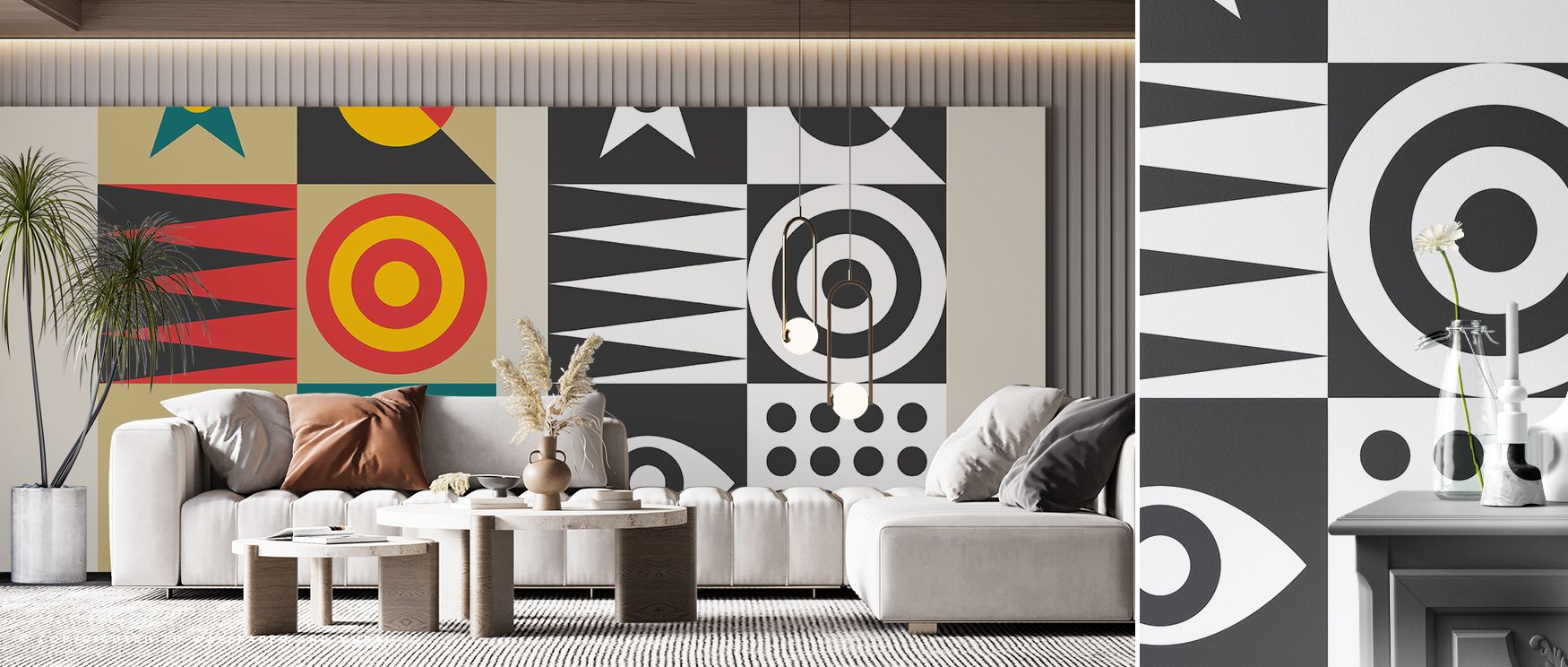 Through balance of vibrancy and darkness, Colored Black Wallpaper conveys resonance rooted in abstraction. The design enriches a living room, bedroom, or office with refinement, artistry, and cultural pride, surrounding interiors with intrigue. 