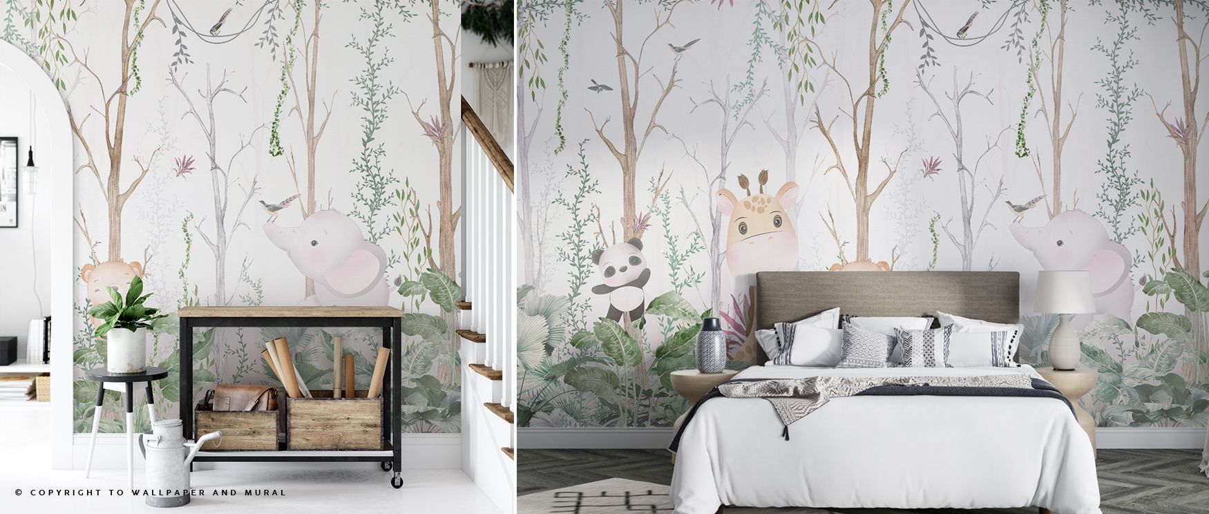 Whimsical design flows through the Cute Forest Patrol Wallpaper, where animals bring innocence and charm into vibrant settings. Living room walls become engaging and warm under its influence, radiating joy and tender connection that transforms interiors i