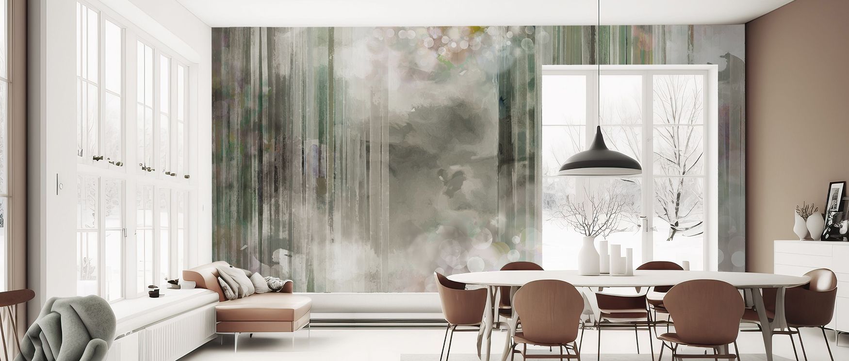 Contemporary design emerges in the Sage Green Lightening Wallpaper, where bold strikes balance gracefully with refined tones. Offices gain atmosphere, confidence, and creativity, allowing professional spaces to feel inspiring and filled with energy. 