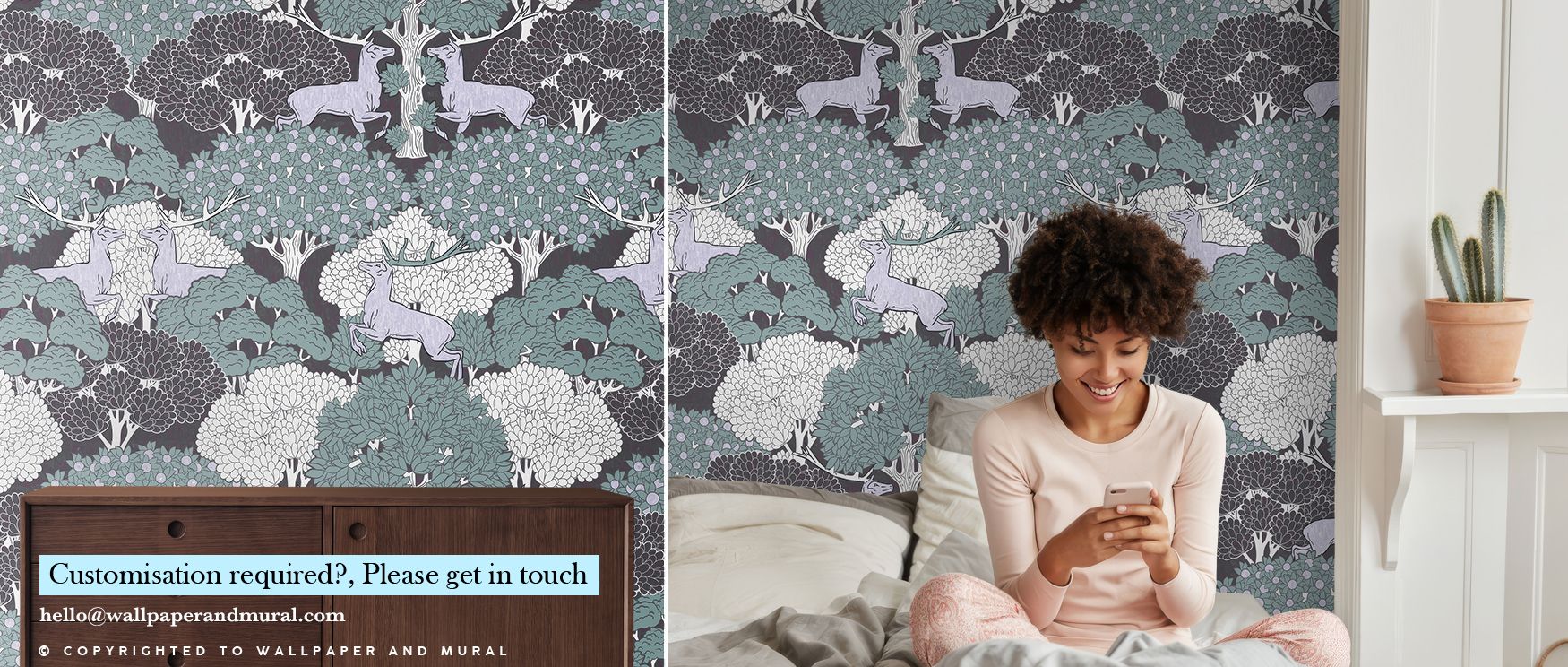 Gentle tones and storytelling imagery define the Dancing Deers Wallpaper, where animals in motion fill surfaces with whimsical artistry. Bedroom interiors benefit from its warmth, creativity, and innocence, surrounding walls with delight and cheerful atmo