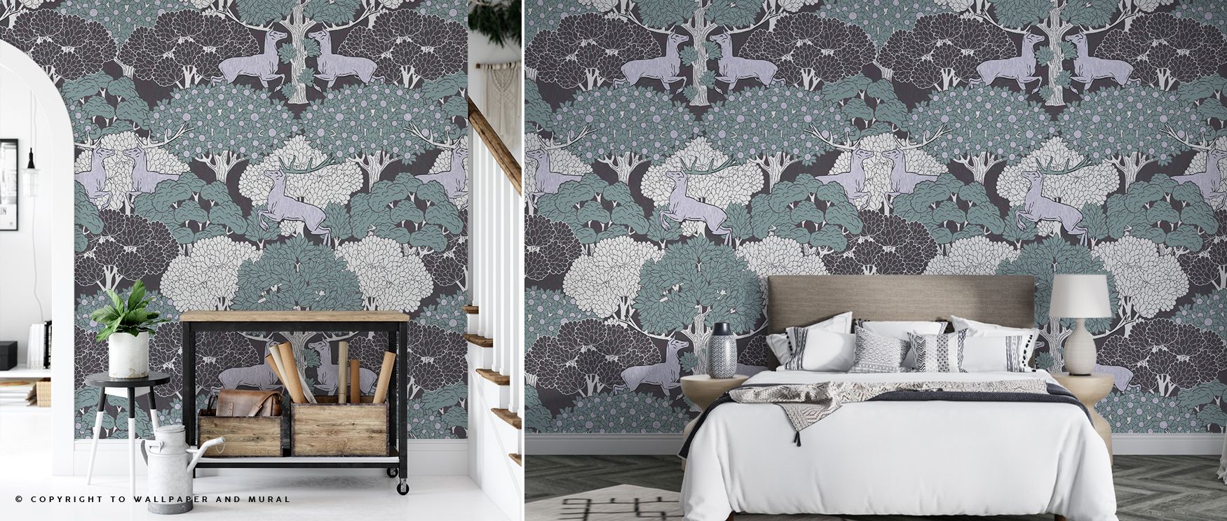 A magical energy resonates in the Dancing Deers Wallpaper, where deer move gracefully through fantastical landscapes. In living rooms, this expressive design creates warmth, whimsy, and imaginative depth that turn walls into playful retreats of beauty. 