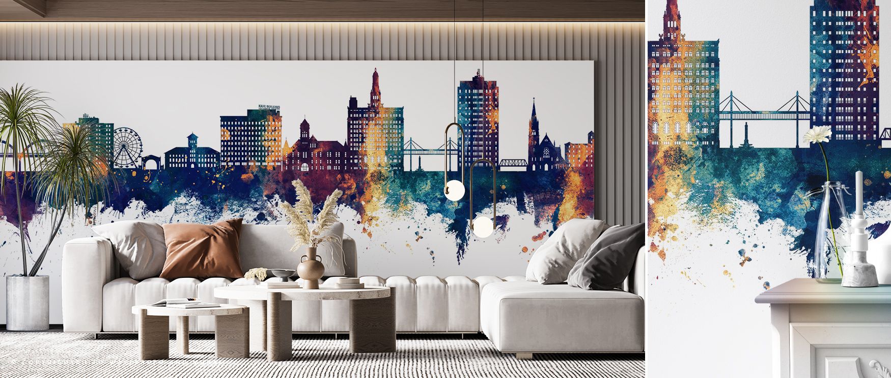 Distinctive skyline imagery shapes the Davenport Iowa Skyline Wallpaper, surrounding offices with atmosphere and refined artistry. Walls become expressive backdrops filled with character, mood, and timeless elegance. 