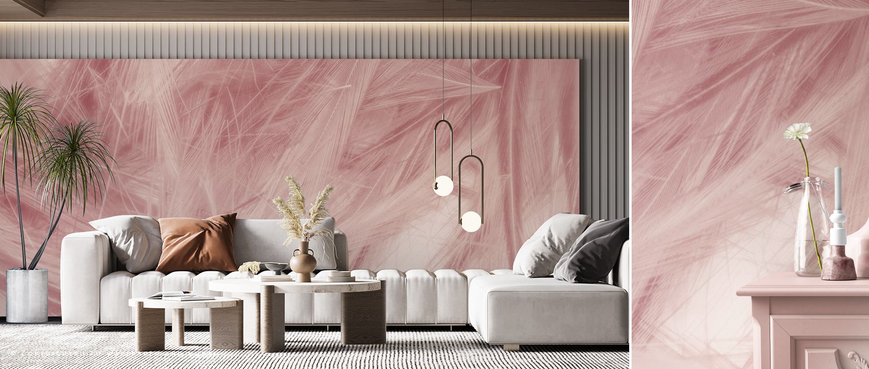 Bold florals dominate the Datura Yellow Wallpaper, spreading across surfaces with luminous depth and artistic motion. Living room walls glow with warmth, vibrancy, and creative atmosphere, surrounding interiors with cheerful charm, rhythm, and elegance th