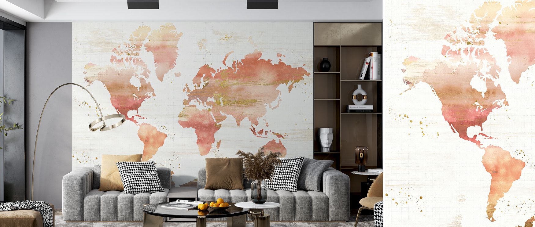 Blossoms radiate with expressive energy in the Desert Bloom World Wallpaper, surrounding office walls with artistry and elegance. Interiors glow with atmosphere, warmth, and refined sophistication, transforming everyday environments into creative spaces o