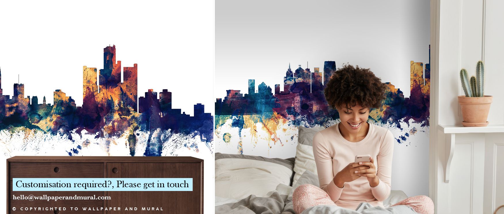 Refined artistry emerges from the Detroit Michigan Skyline Wallpaper in Blue & Bronze, presenting glowing silhouettes across balanced tones. Bedroom interiors gain atmosphere, cultural resonance, and elegance, becoming enriched with rhythm, refinement, an