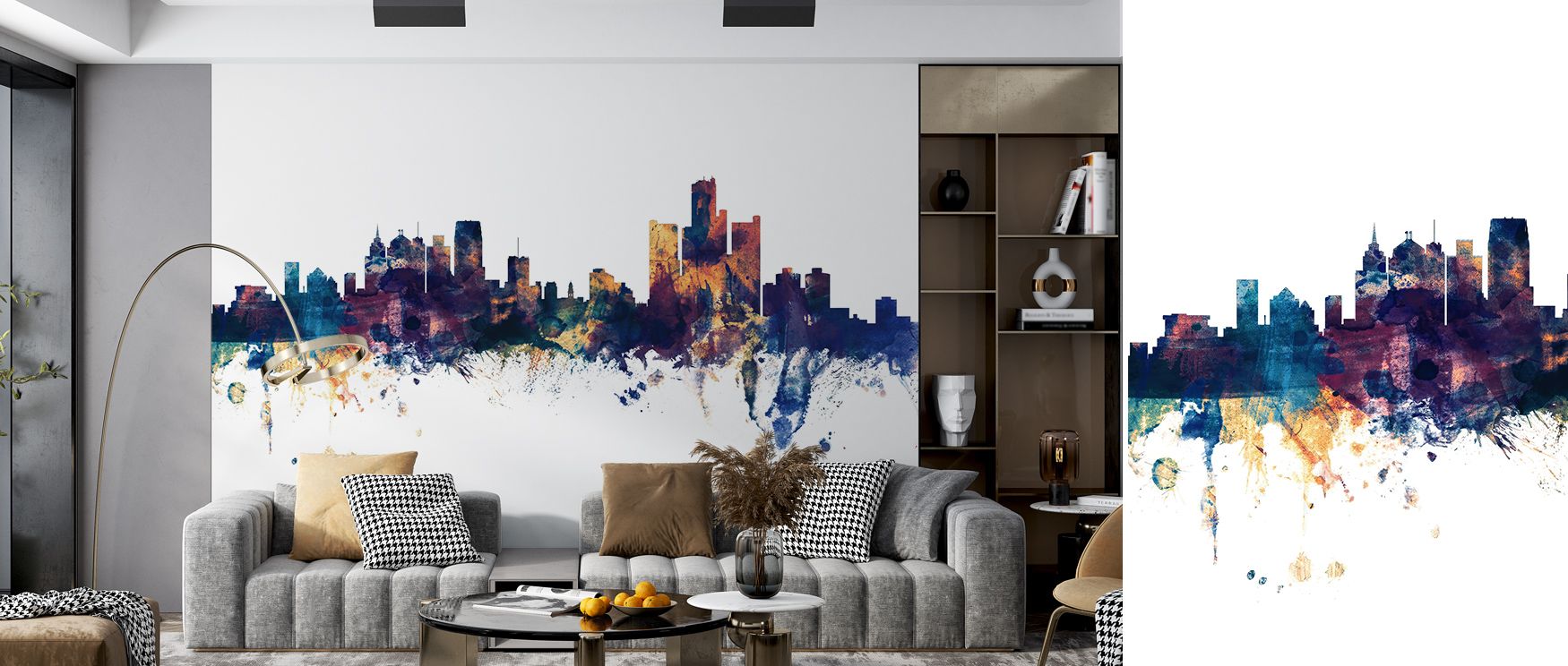 Luminous artistry shapes the Detroit Michigan Skyline Wallpaper in Blue & Bronze, presenting balanced tones across refined silhouettes. Bedroom walls gain depth, cultural pride, and sophistication, surrounded by rhythm and atmospheric charm that enrich da