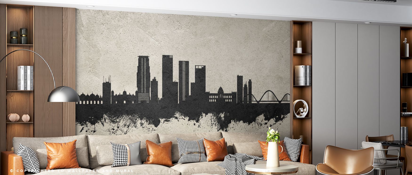 Strength and artistry define the Dhaka Bangladesh Skyline Wallpaper in Concrete, filling living rooms with rhythm, mood, and atmosphere. Spaces are transformed into cultural landscapes enriched with urban character, sophistication, and timeless architectu