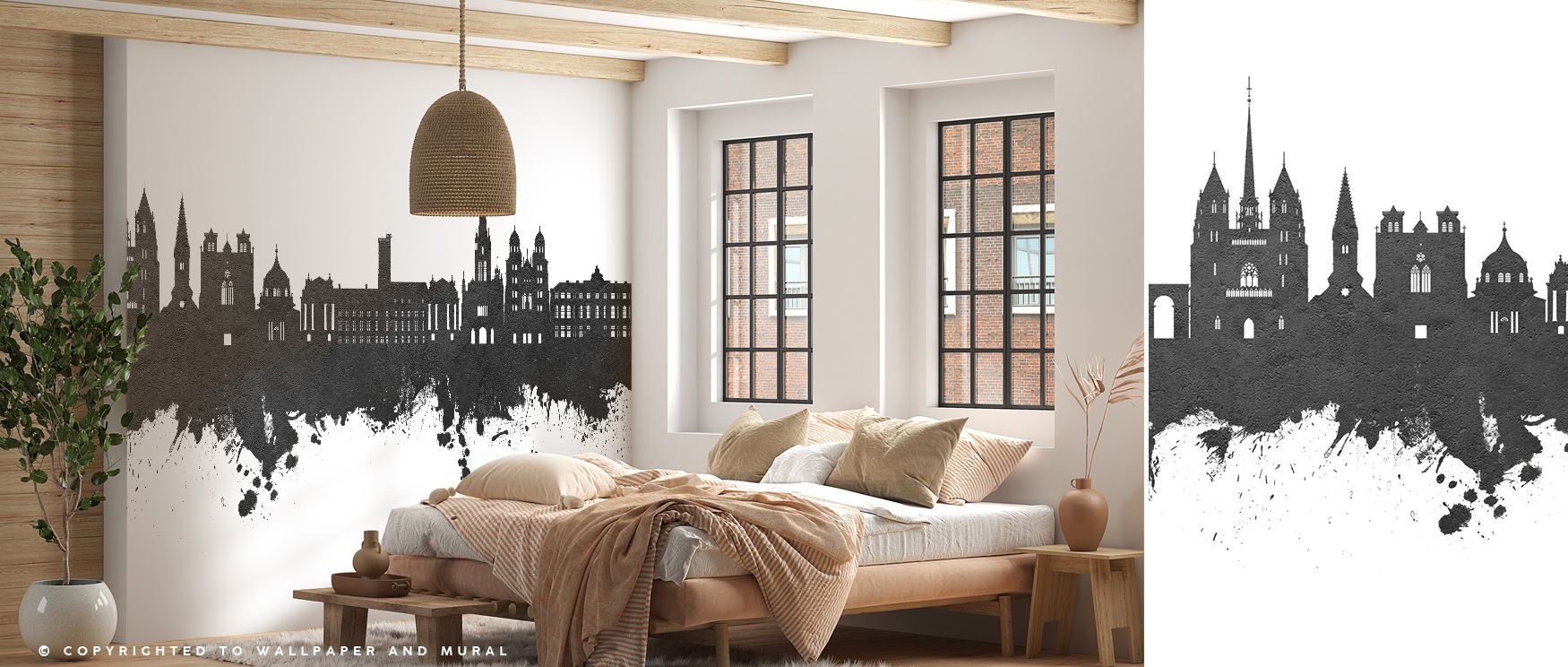 Historic architecture defines the Dijon France Skyline Wallpaper in Black & White, enriching office interiors with atmosphere, depth, and resonance. Walls glow with cultural pride and refinement, creating professional environments filled with sophisticati