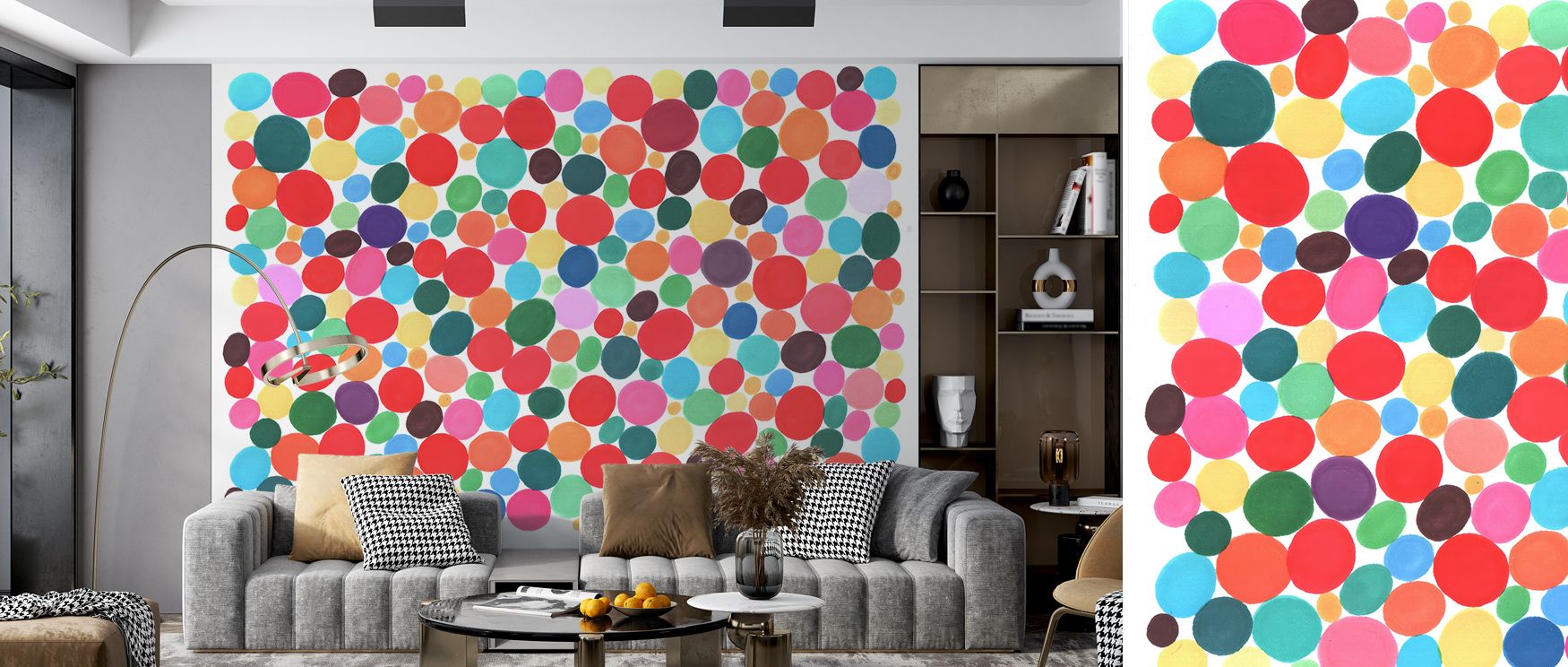 Expressive dots animate the Disco Dotts Vibrant Wallpaper, offering bedroom walls warmth, energy, and artistic rhythm. Interiors benefit from cheerful vibrancy, creative charm, and immersive atmosphere, enriched by playful color that inspires joy and bala