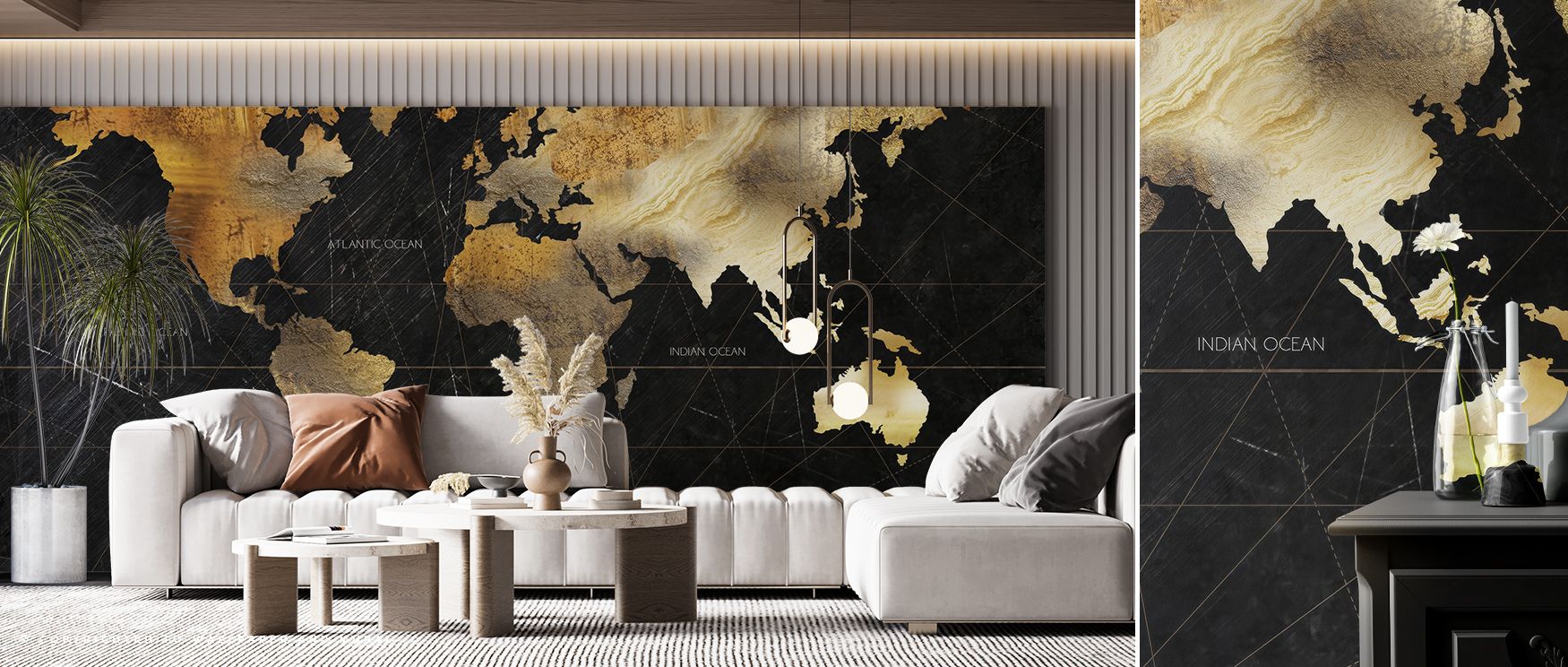 Refined artistry flows through the Dramatic World Abstract Wallpaper, surrounding offices with expressive rhythm, atmosphere, and cultural pride. Walls glow with creative energy and sophistication, transforming interiors into modern spaces enriched with b