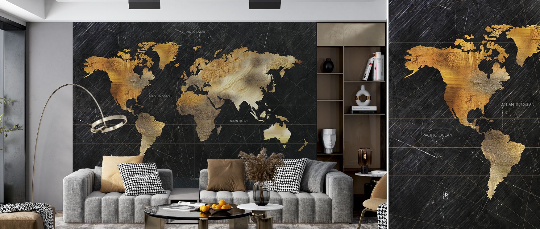 Modern expression shines within the Dramatic World Abstract Wallpaper, enhancing office walls with atmosphere, rhythm, and sophistication. Interiors glow with creative resonance and cultural artistry, creating timeless spaces filled with bold energy. 