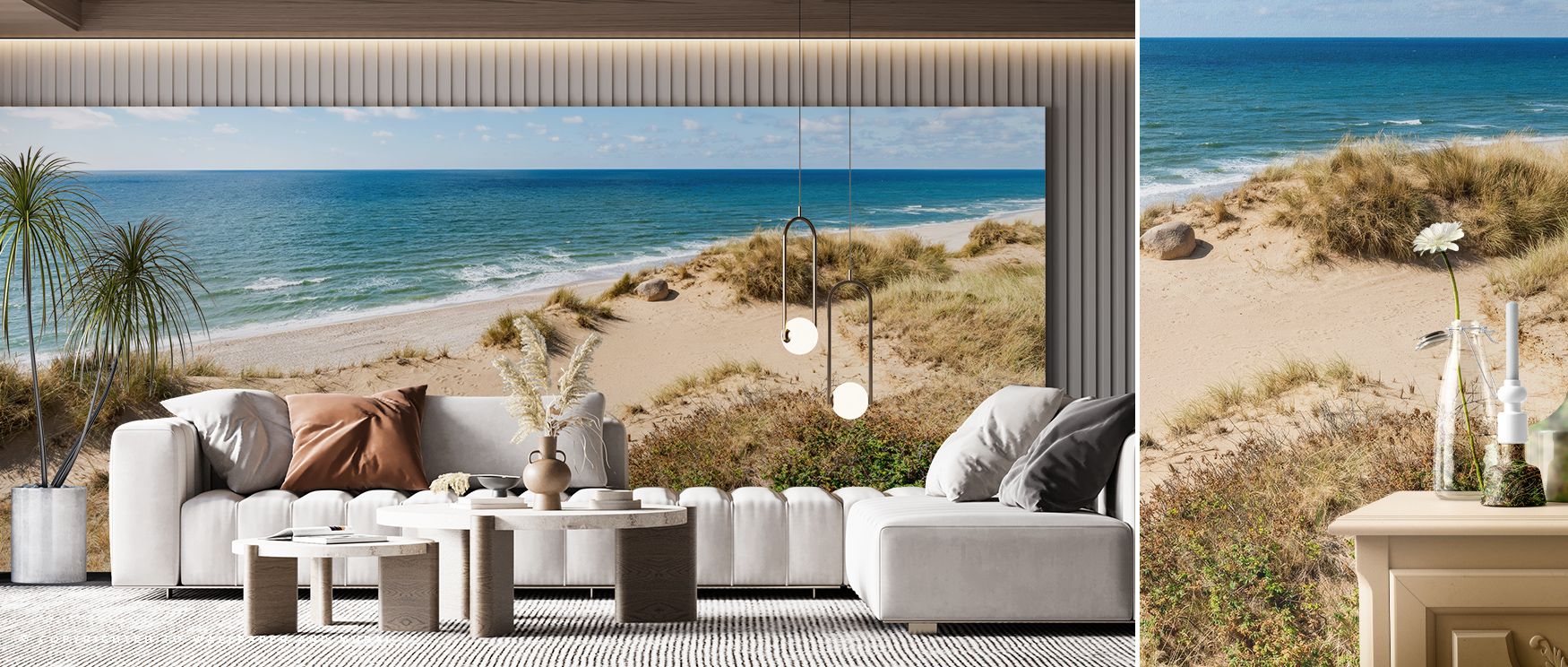 Gentle layers of sand define the Dune Landscape Tranquil Wallpaper, transforming living rooms into serene spaces filled with atmosphere, resonance, and cultural refinement. Interiors glow with tranquility, balance, and rhythm, offering artistry and calm d