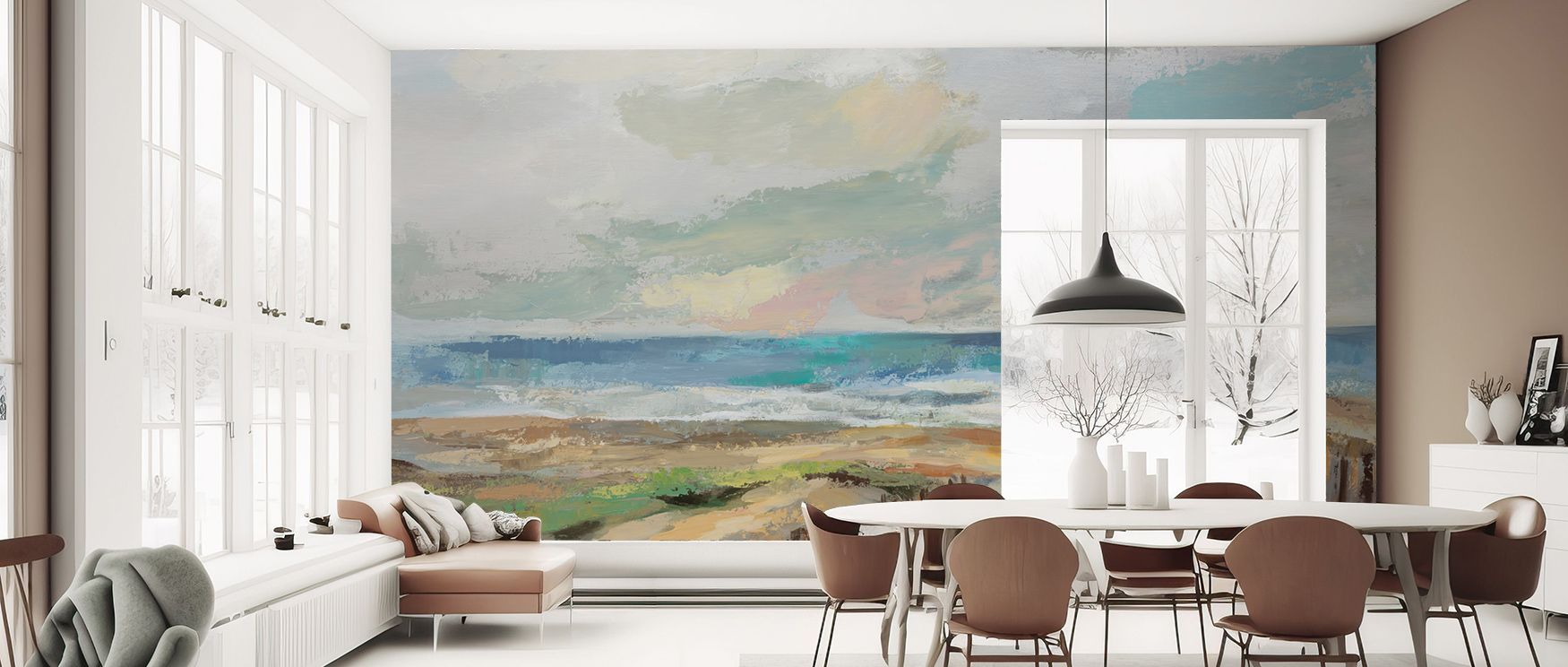 Calm resonance flows through the Dunes Scenic Wallpaper, transforming offices into refined environments filled with atmosphere and charm. Interiors glow with artistic refinement, cultural depth, and serenity, creating timeless spaces enriched with natural
