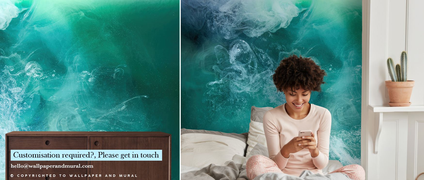 Gentle hues define the Emerald Ocean Wallpaper, enhancing bedroom interiors with resonance, calm, and refinement. Walls glow with atmosphere, cultural pride, and coastal artistry, enriched by tones that create timeless settings filled with natural beauty.