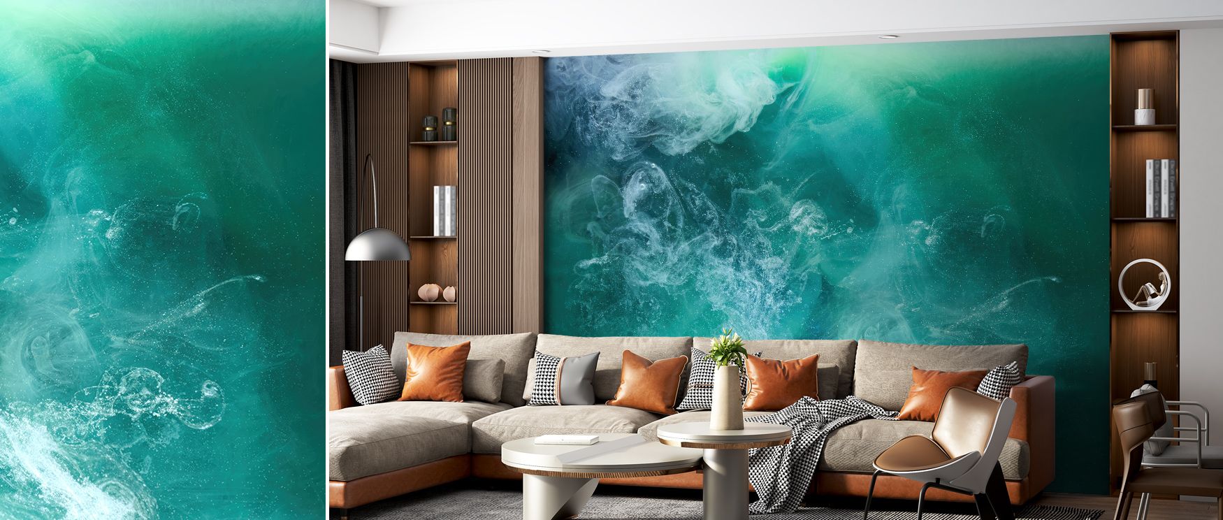 Subtle tones elevate the Emerald Ocean Wallpaper, enriching bedroom interiors with calm resonance and refinement. Walls glow with artistry, cultural pride, and natural balance, creating serene environments filled with timeless elegance. 