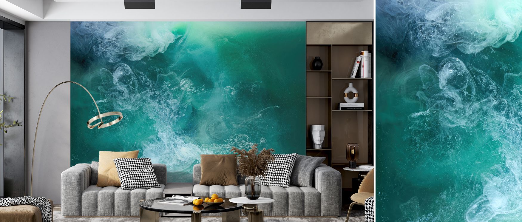 Natural calm dominates the Emerald Ocean Wallpaper, presenting living rooms with resonance, refinement, and atmosphere. Walls glow with coastal artistry and elegance, enriching interiors with cultural pride and tranquility. 