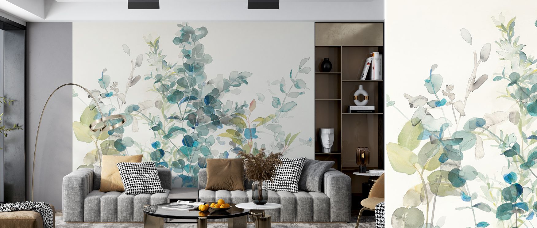 Natural artistry defines the Eucalyptus I Wallpaper, presenting living rooms with resonance, refinement, and calm. Interiors glow with balance, atmosphere, and cultural pride, enriched by timeless resonance and artistry. 