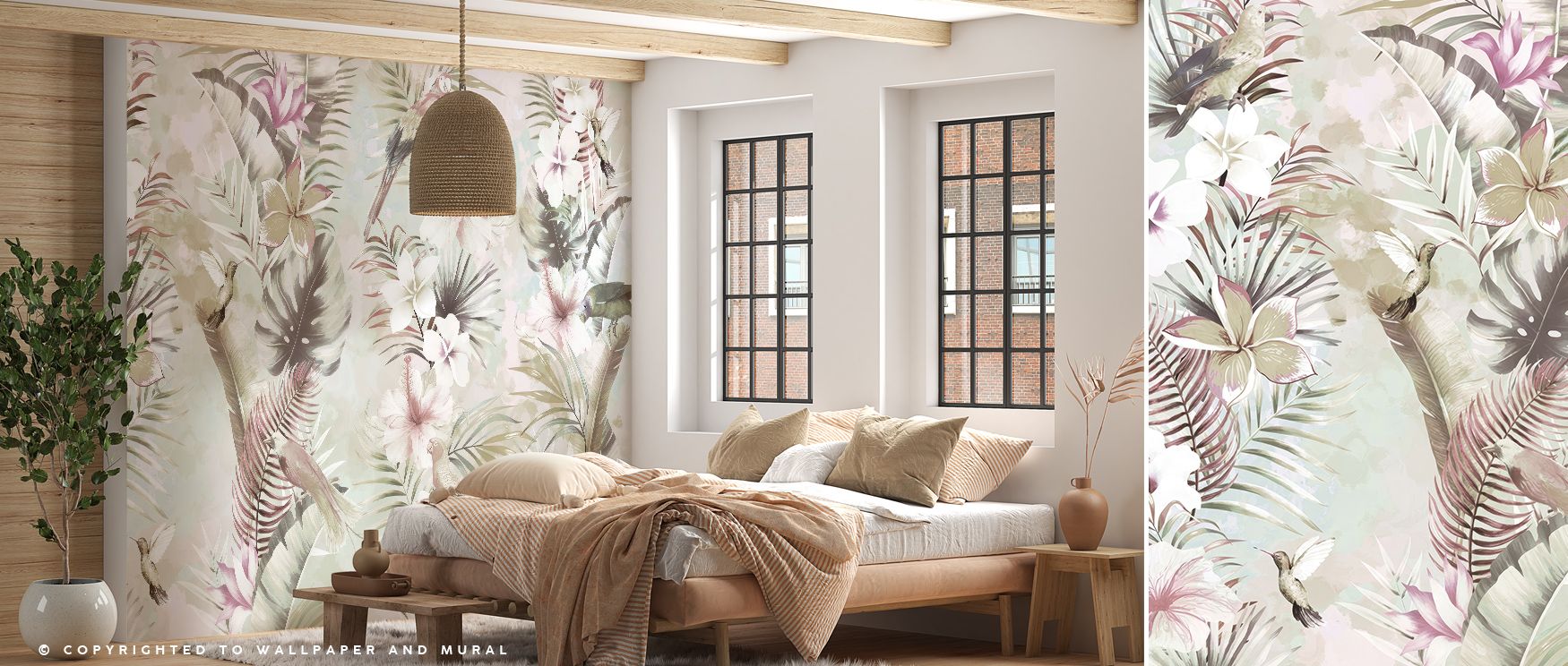 Exotic Vibes Wallpaper surrounds interiors with bold tropical artistry, enriching living rooms with rhythm, charm, and atmosphere. Walls glow with lush tones and creative resonance, transforming everyday settings into cultural showcases filled with paradi