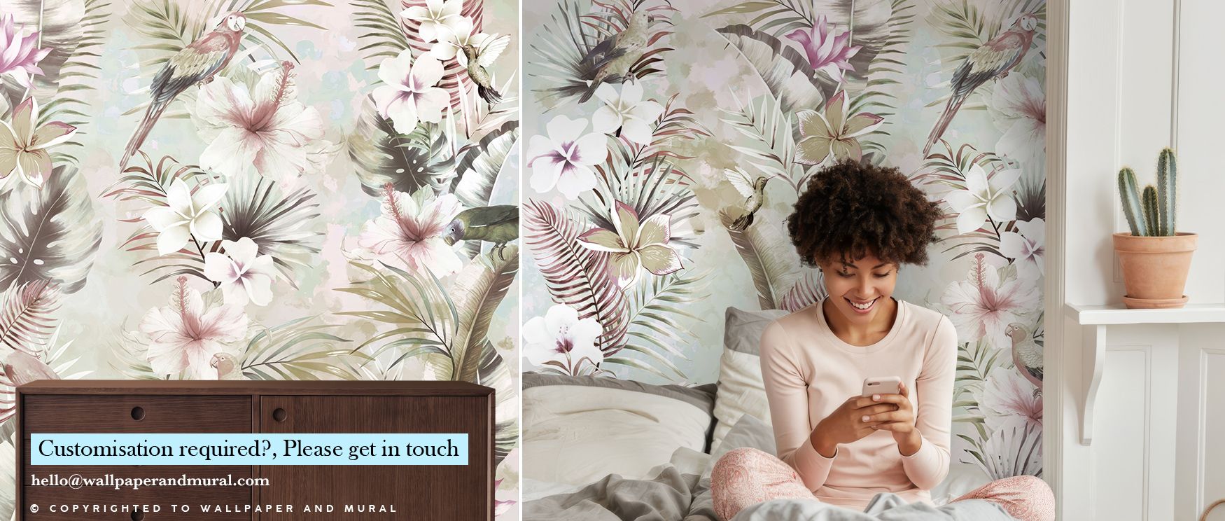 Tropical energy radiates from the Exotic Vibes Wallpaper, enhancing bedroom interiors with rhythm, refinement, and charm. Walls glow with bold tones, artistic resonance, and immersive vibrancy, surrounding spaces with cultural depth and balance. 