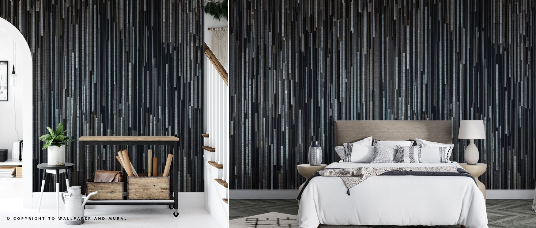 Dramatic rhythm flows through the Extreme Ways Wallpaper, surrounding office walls with resonance, artistry, and atmosphere. Interiors glow with cultural pride, sophistication, and creative energy, becoming enriched by bold expression. 