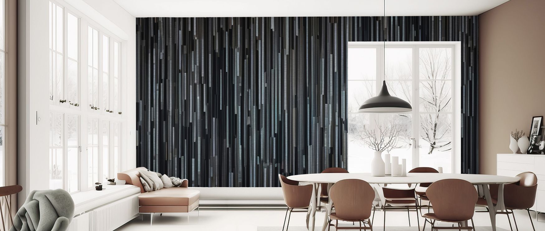 A vision of dramatic rhythm shines in the Extreme Ways Wallpaper, surrounding living rooms with resonance, refinement, and atmosphere. Interiors glow with cultural pride, artistry, and strength, enriching walls with expressive resonance. 