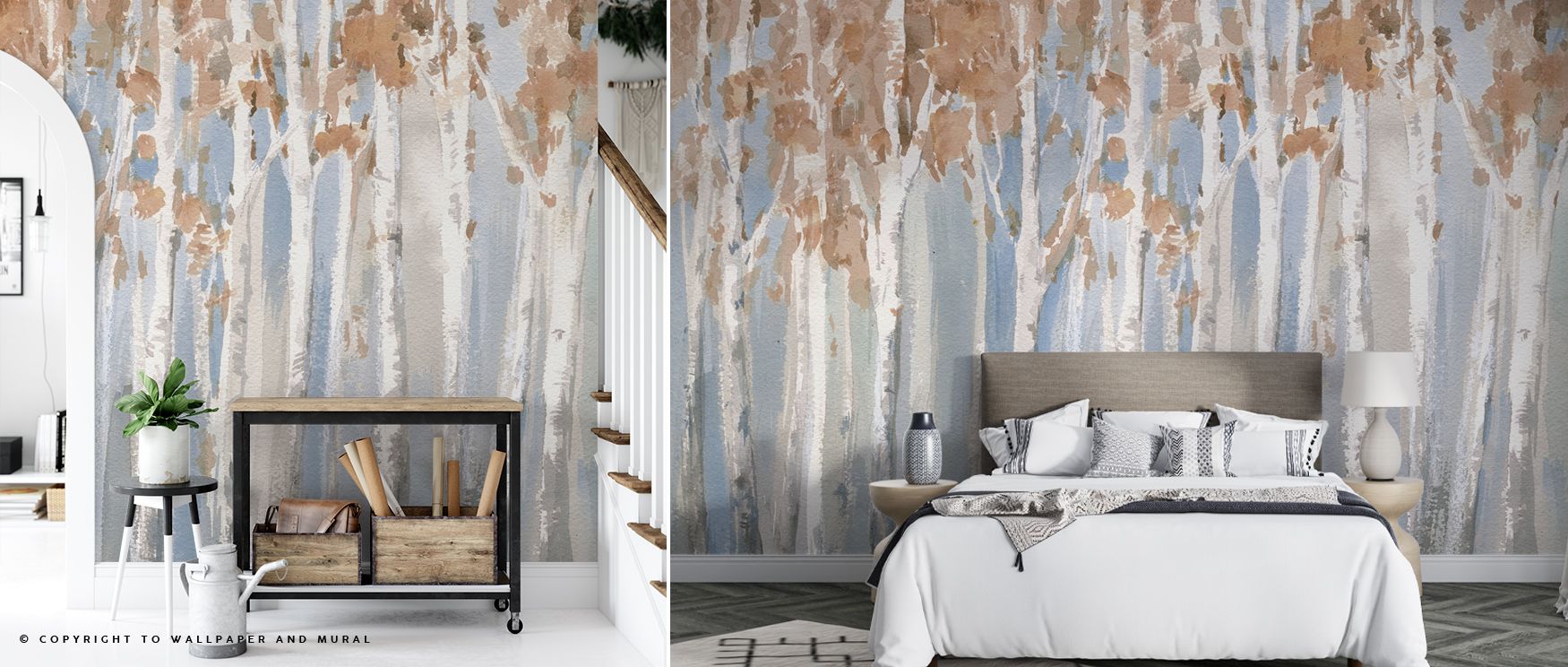 Autumn resonance flows through the Fall Birch Wallpaper, enriching office walls with atmosphere, refinement, and charm. Interiors glow with cultural pride, artistry, and seasonal detail, transforming walls with decorative beauty. 